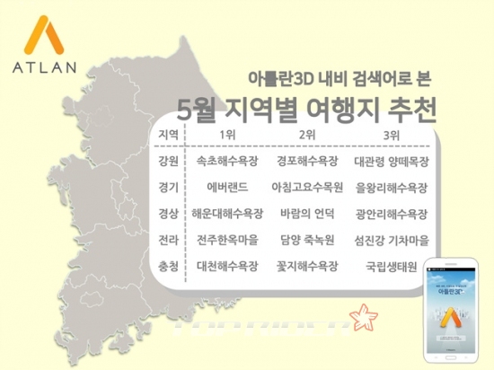 아틀란3D 내비가 추천하는 5월 인기 여행지